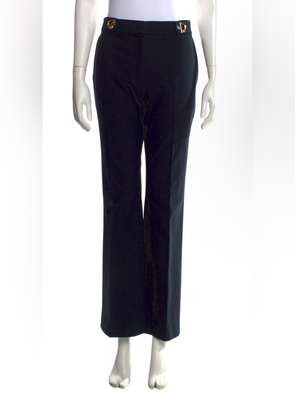 Derek Lam Black Straight-Leg Pantswith Gold Accent